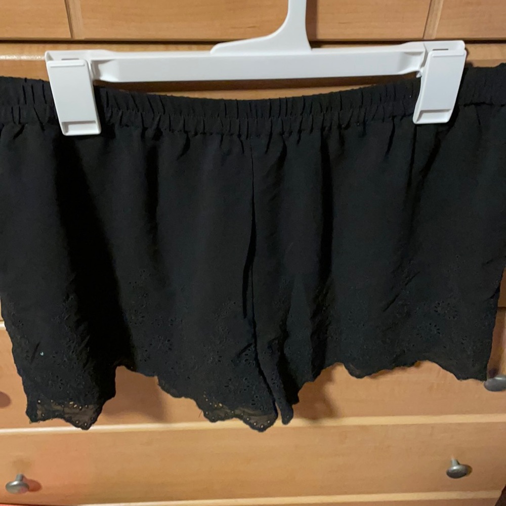 Black Frenchi Shorts with Floral Design